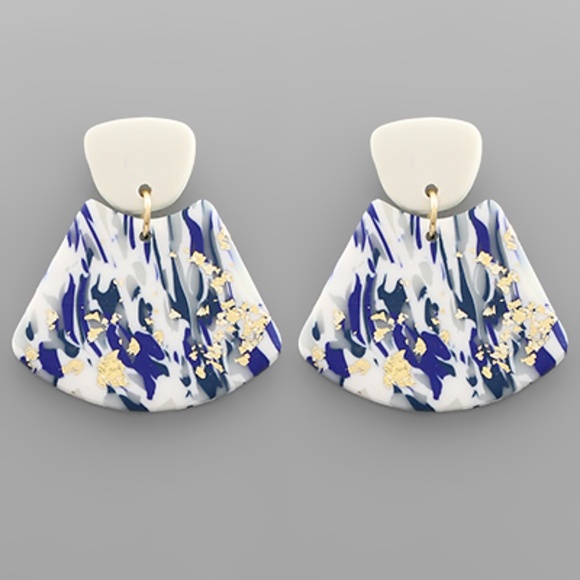 Clay Marble Trapezoid Earrings - Picture 2 of 2